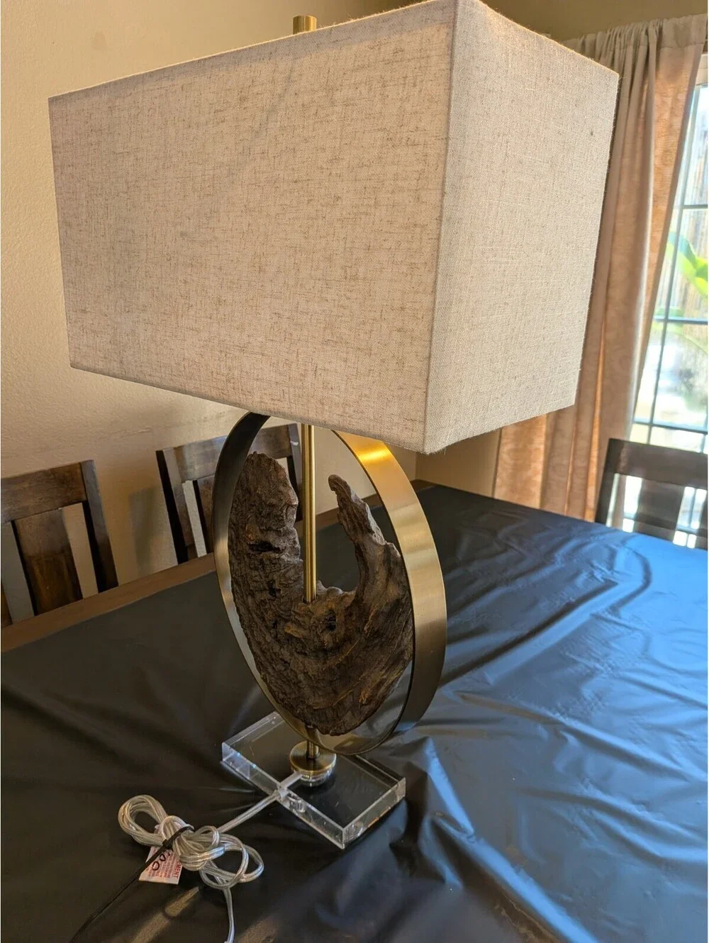 Uttermost Ambler Driftwood Table Lamp Oatmeal Shades Rustic Luxury SINGLE
